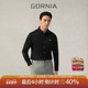 格罗尼雅男士 长袖 衬衫 GORNIA 100%棉时尚 翻领黑色商务通勤衬衣