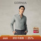 GORNIA格罗尼雅男士 灰绿色条纹休闲商务通勤翻领衬衣 衬衫 春季 长袖