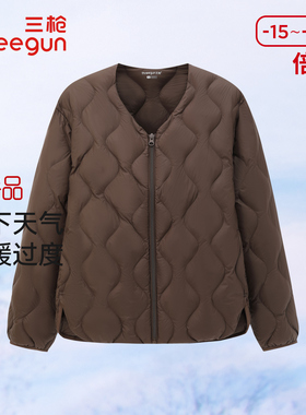 三枪女士羽绒外套冬季通勤鸭绒填充加厚保暖圆领拉链羽绒服T80058