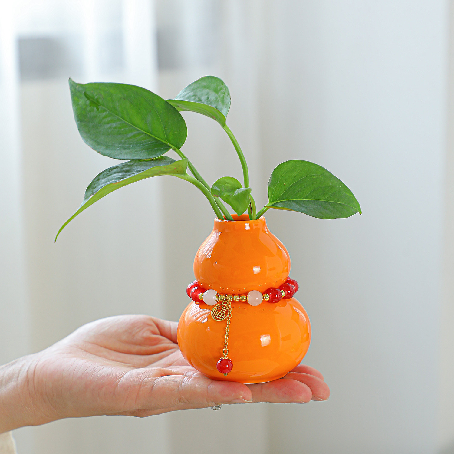 招财葫芦花瓶摆件家居装饰水培花器绿植桌面办公室小号绿萝铜钱草