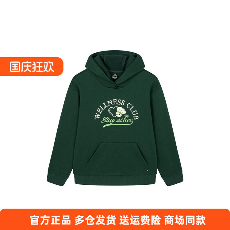 361度正品运动卫衣2025冬季新品女式可爱印花时尚帽衫百搭上衣女