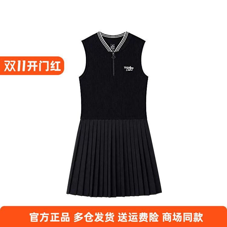 361度正品女士速干连衣裙新品2026秋夏百褶裙无袖休闲运动裙子女