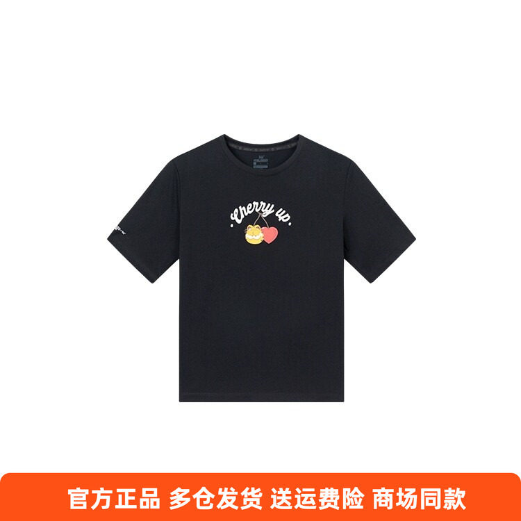 加菲猫联名361度正品短袖2025夏季新品t恤衫女圆领纯棉半袖上衣女