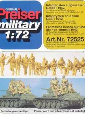1/72树脂翻模preiser72525二战苏军坦克搭载汰状态12人。