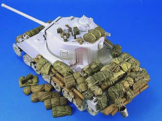 1/35M4谢尔曼坦克，狂怒树脂白模外挂包裹配件