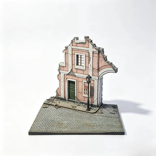 1/35二战战损建筑场景模型地台，树脂白模套件