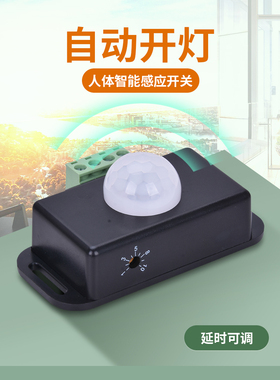 DC12v24伏红外人体感应开关智能光控可调延时led灯悬浮床灯带电源