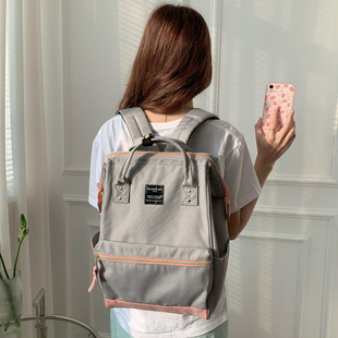 少女心爆炸·~超漂亮的灰粉色日本大容量离家出走双肩书包旅行包