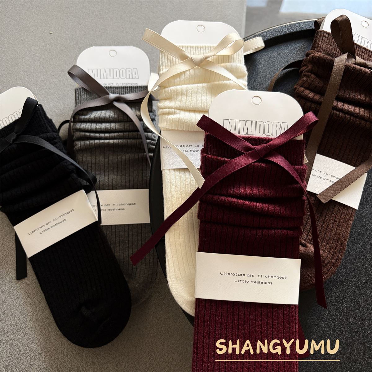 韩版女孩蝴蝶结长袜儿童中筒袜