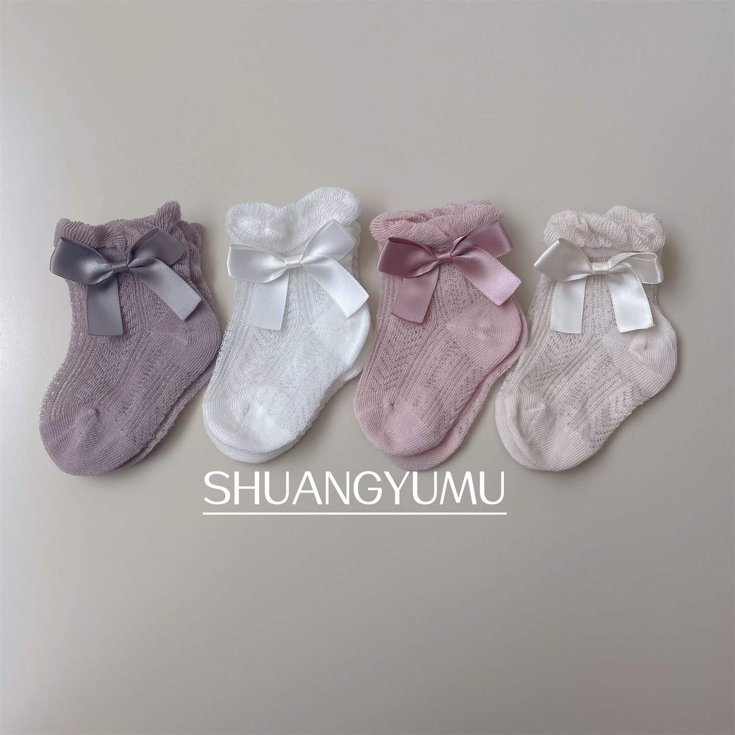 婴儿袜夏季薄款松口袜新生儿超薄短袜女宝宝蝴蝶结公主花边袜女童