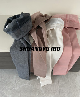 女童薄绒打底裤秋季外穿修身长裤初冬儿童保暖裤平纹加档九分裤子