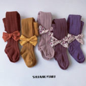 连脚裤 女童连裤 春秋外穿女婴儿连体袜加档款 宝宝打底裤 袜蝴蝶结款