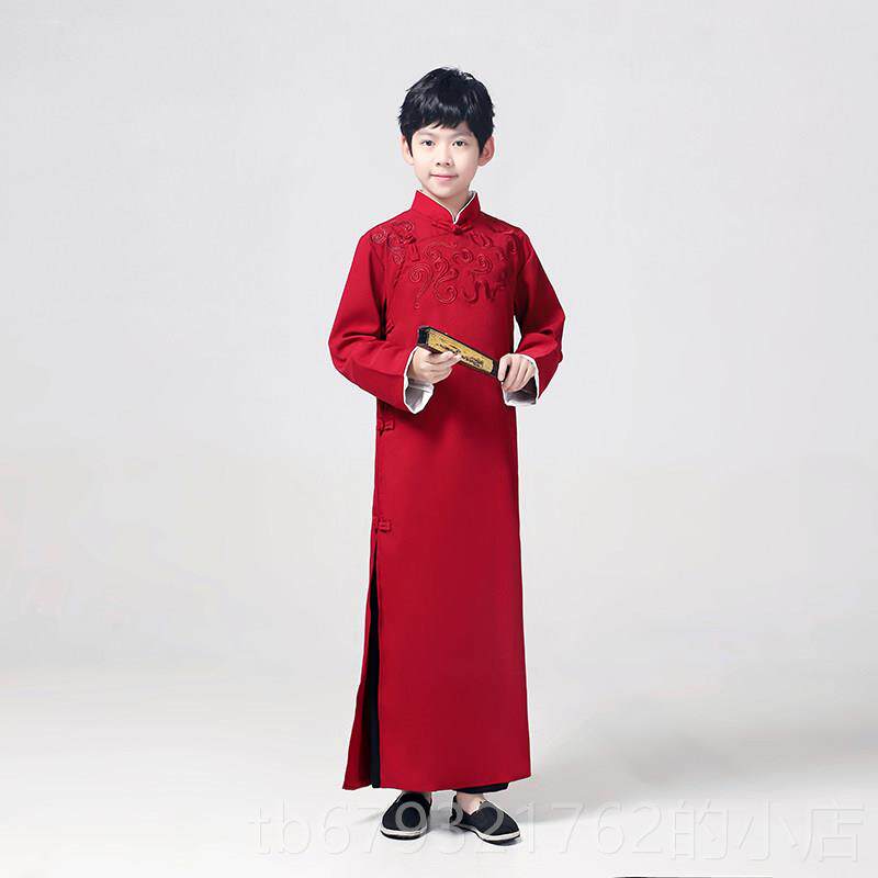 高档清万记原装长、大衣式、中袍童声服装档、高表演服装、新式旗