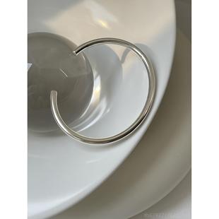 高档S990纯银手镯众女款光圈镯实心手光面磨砂手环圆女小简约珠手