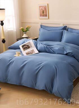 高档套新疆棉纯棉床上四件灰色0套0全1棉床单被套床笠款北欧三件