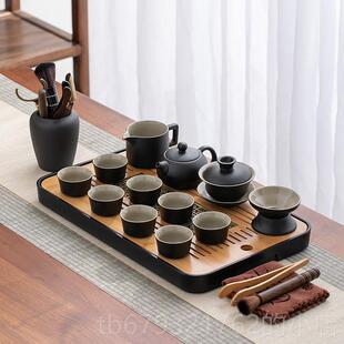 高档功夫茶套具组套家用办公室会简约泡茶壶客厅客陶瓷盖碗茶杯小