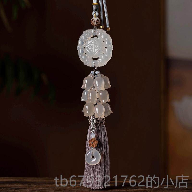 高档平安福汽坠挂件高档车玉石玛瑙网红女神玉髓款吊饰品