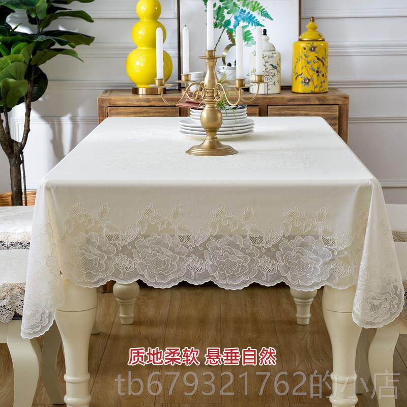 高档进形口玫瑰PCV桌布防水餐花桌布正方形长方塑料桌布欧式蕾丝