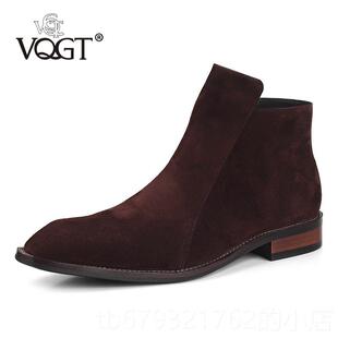 高档Vq鞋gt高冬季男靴男靴帮皮磨砂固固尔尔西短靴羊切毛衬里麂皮