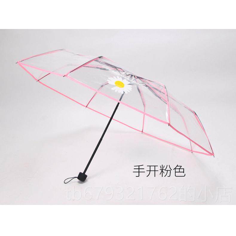 高档小雏菊全自动红透明伞雨 折叠日本小清新森女系ins美网少神学