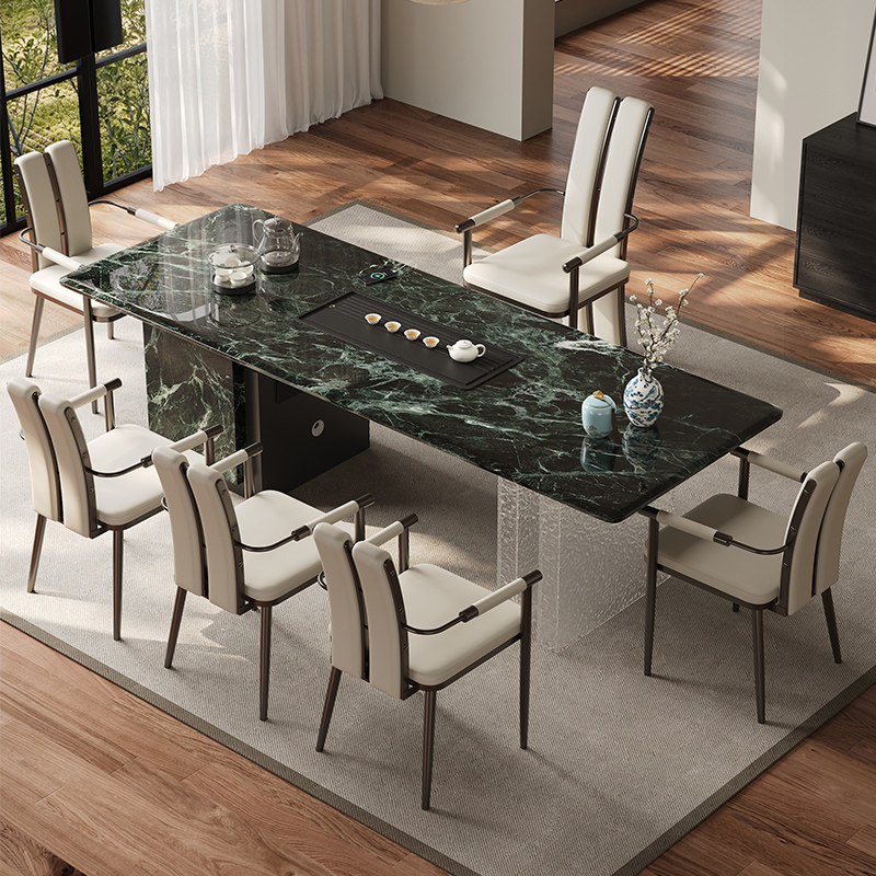 轻奢茶桌2025新款高级感家用办公室泡茶台大板普拉达绿奢石茶桌椅,住宅家具,家用茶台/茶桌,淘宝优惠券,粉丝福利购,淘宝优惠卷