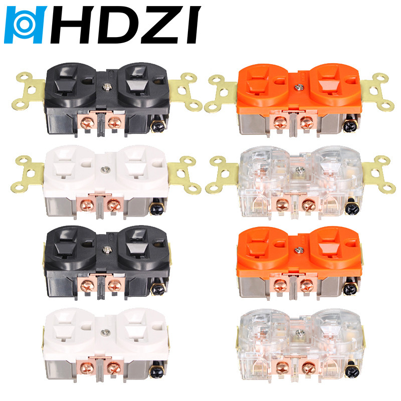 美国蛇王 黄铜镀紫铜美式插座芯 美标面板插芯 发烧音响家装墙插