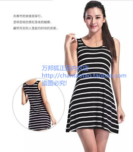 万邦狐夏百搭外穿无袖吊带背心宽摆裙口女内搭中长款打底衫13107