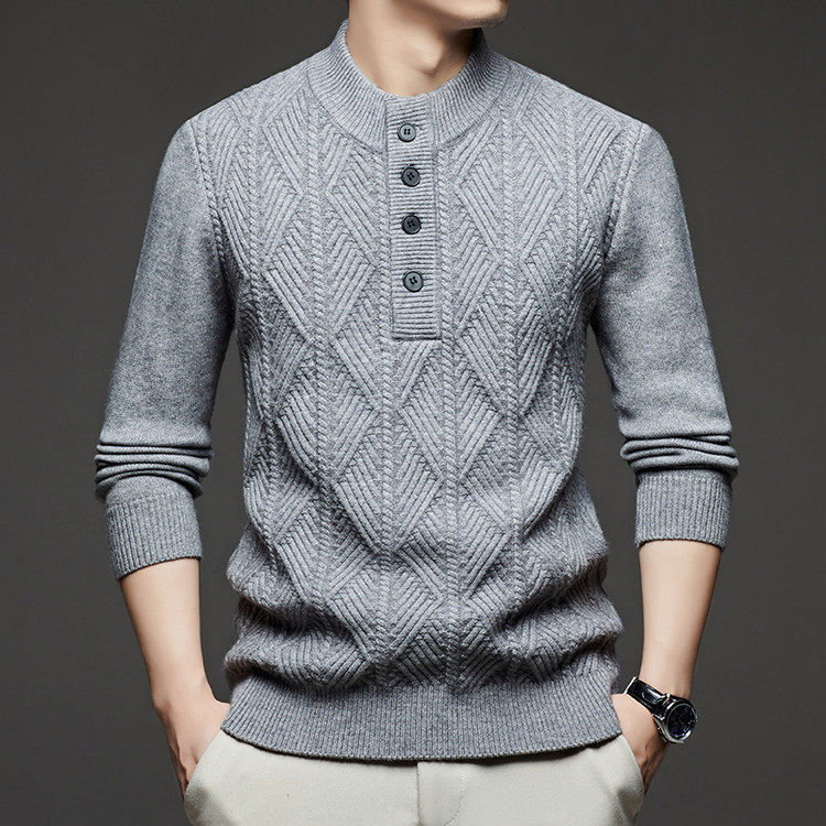 普通毛线圆领扣子宽松简约休闲针织衫/毛衣,男装,针织衫/毛衣,淘宝优惠券,粉丝福利购,淘宝优惠卷