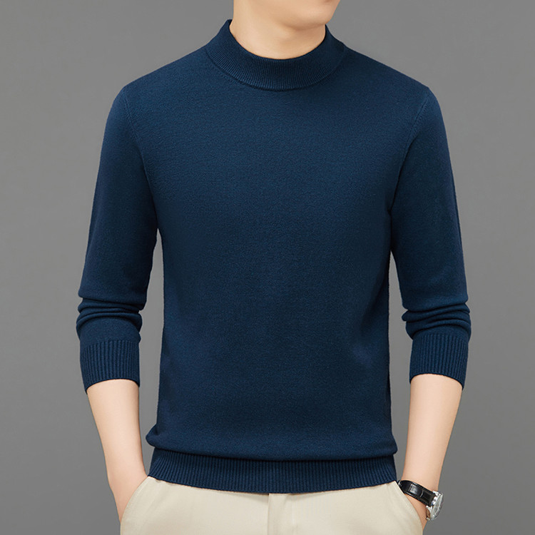 普通毛线圆领直筒型休闲风套头针织衫/毛衣