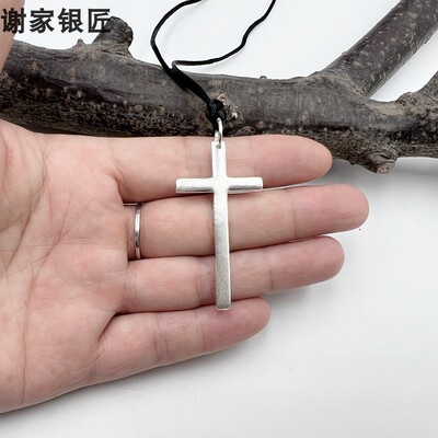 谢家银匠手工光面十吊坠   999足银情侣吊坠欧美