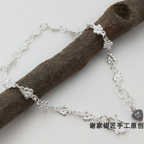 999纯银女士足银日韩风手链