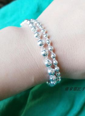 谢家银匠99银转运珠手链