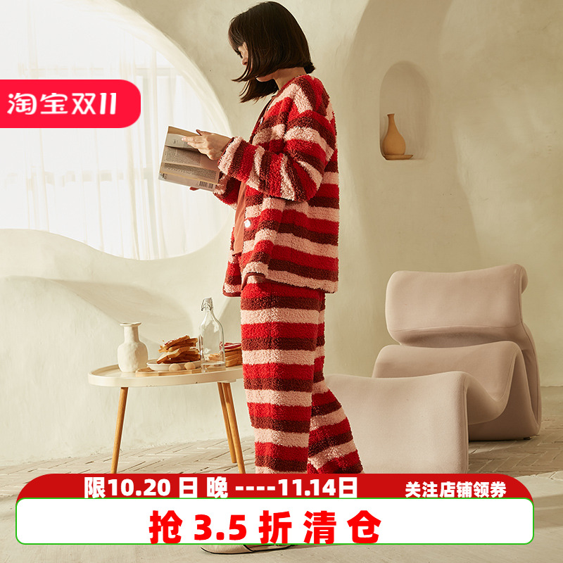 专柜朵朵可可家居服女羽毛绒套装