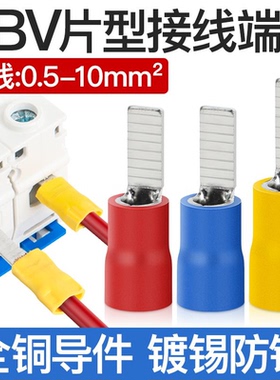 DBV片型接线端子预绝缘冷压端头铜接头线耳C45开关插片电线连接