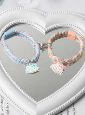 卡通猫咪磁吸情侣手链送男朋友