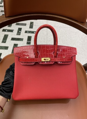 特惠togo铂金婚包大红色Touch亮面鳄鱼皮手工蜡线bk25金扣手提女