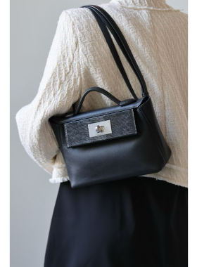 定制黑色2424Touch凯莉mini21银扣原厂EVE拼南非蜥蜴皮单肩斜挎包