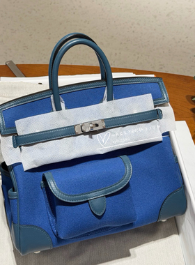 纯手工蜡线cargo进口帆布拼swift皮铂金包bk25手提女包树皮饼干色