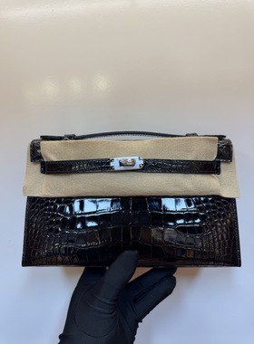手工定制一代mk1雾面方块鳄鱼皮凯莉包KL22黑银亮面宴会手拿女包