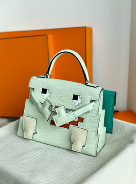 高版本凯莉包KLdoll气泡绿OS马赛克娃娃包纯手工蜡线拼epsom牛皮