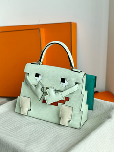 本凯莉包KLdoll气泡绿OS马赛克娃娃包纯手工蜡线拼epsom牛皮 高版