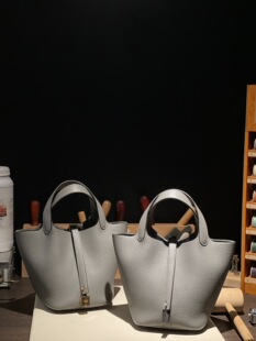 手工蜡线picotin18菜篮子包积雨云灰色金银扣原厂TC牛皮hobo慵懒