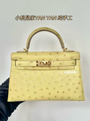 纯手工蜡线二代KL19凯莉包 1Z小鸡黄金扣原厂鸵鸟皮mk2迷你单肩包