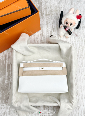 定制蜡线凯莉一代SW 纯白色01牛皮迷你手提KL22手拿金扣宴会女包