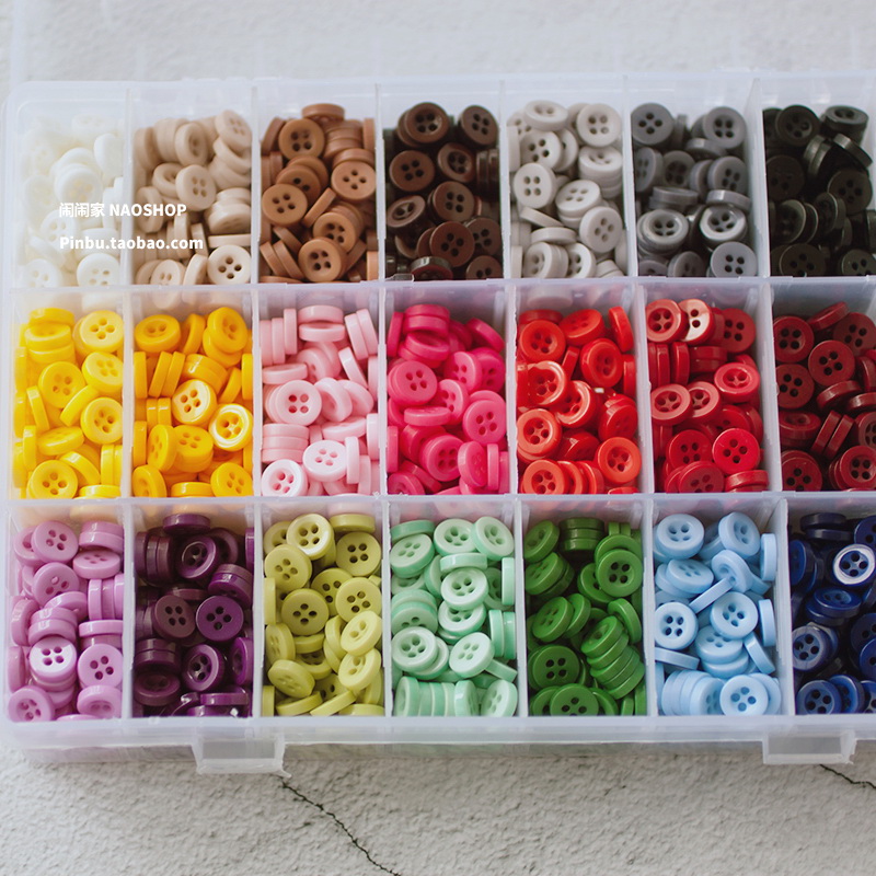 闹闹家手工辅料T恤衬衫幼儿园儿童DIY手工糖果彩色钮扣21色宽边扣
