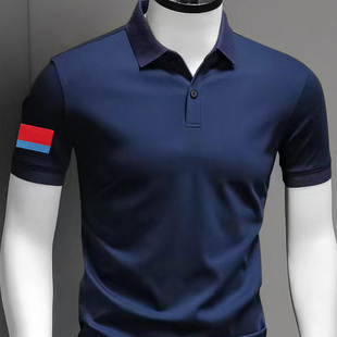 藏青色冰丝短袖T恤男女 飞行员户外速干体能服透气翻领衣服POLO衫
