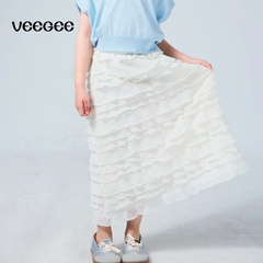 VG童装女童半身裙夏季新款儿童洋气时髦中长款裙子百搭公主半裙