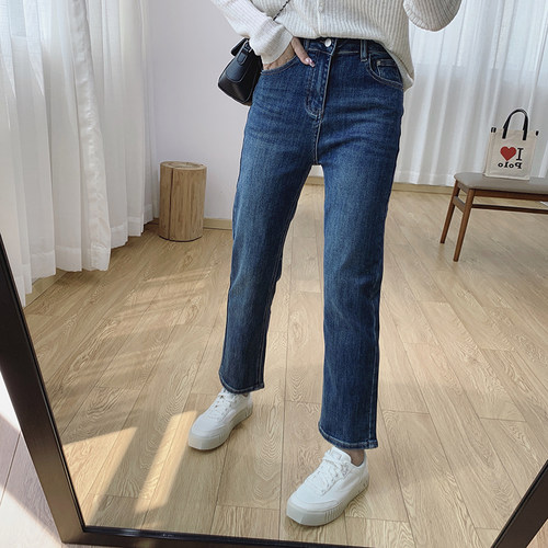 显瘦烟管裤女春季窄版直筒牛仔裤