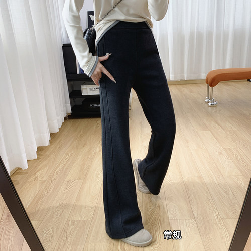 绵羊毛加厚加绒微喇裤女冬季裤子