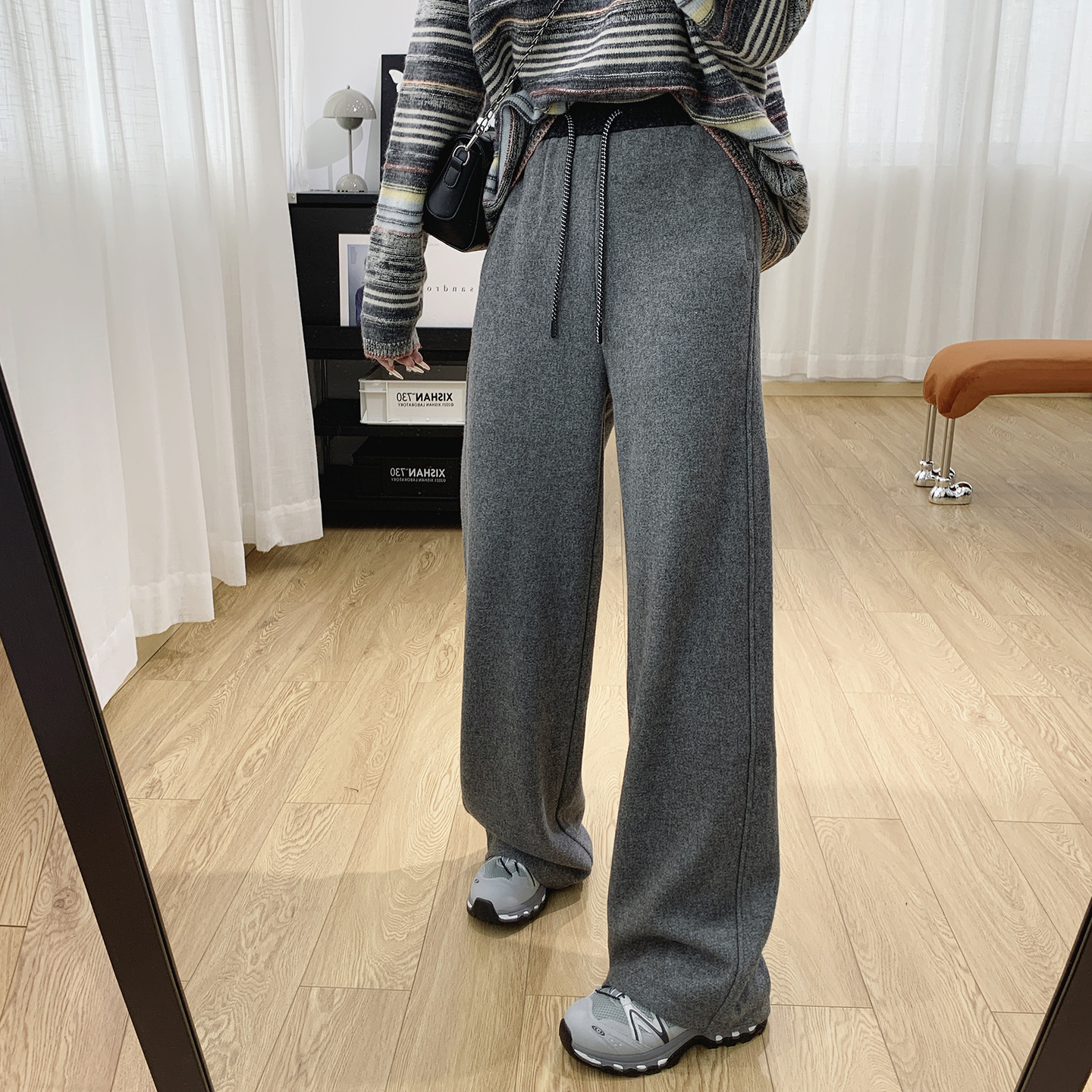 加厚加绒显瘦垂感休闲裤女秋冬